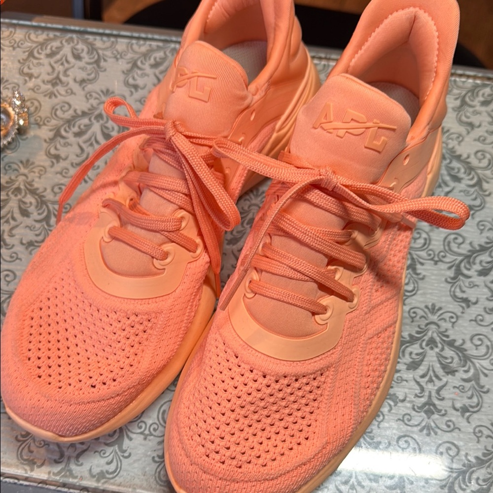 APL Orange Athletic Shoes with Breathable Knit Design